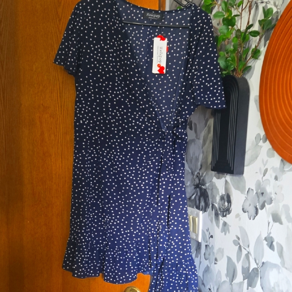 Navy Polka Dot Mini Dress